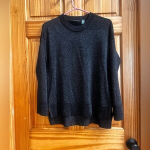 T Tahari Women's Black Sparkle Crewneck Sweater